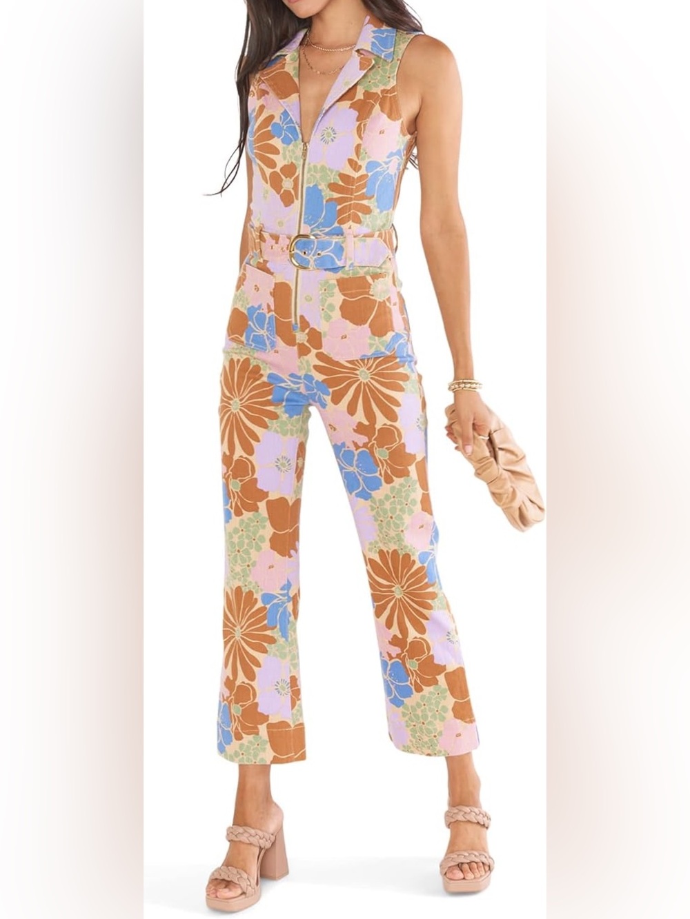 Show Me your MuMu Jacksonville Cropped Jumpsuit in Sage Retro Garden